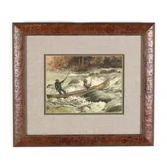 Poling Up the Moose River by Harry Fenn, Wood engraving with later hand coloring, sold Nov 2020
