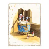 Study for Window War by Bob Timberlake, Watercolor and ink on hand-made paper with deckle edge, sold Nov 2020
