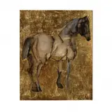 Portrait of a Horse by Stephen White, Mixed media with gold leaf on paper, sold Nov 2020