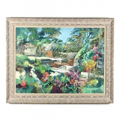 Jungle Village by Gene Hege, Acrylic on canvas, sold Nov 2020