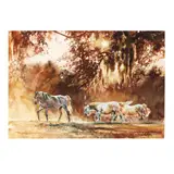 Sunset Pasture Scene with Horses by Susan Dorazio, Watercolor, sold Nov 2020
