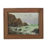 Rocky Seascape by Milton J. Burns, Oil on canvas laid on panel, sold Nov 2020