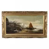 Maritime Scene with Chalk Cliffs by Arthur Joseph Meadows, Oil on canvas, sold Nov 2020