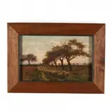 Sheep at Dusk by Antoine Eugene Lambert, Oil on board, sold Nov 2020