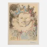 Tête de buffon by Pablo Picasso, 1964, lithograph in colors on BFK Rives, sold Jun 2024