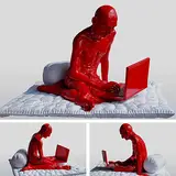 India Shining I (Gandhi and the Laptop) by Debanjan Roy, Painted fiberglass with mattress and bolster, sold Sep 2008