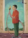 When the Tail gets Burnd by K P Reji, Oil on canvas, sold Sep 2008
