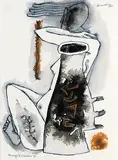 Homage to Cimabue IV by M. F. Husain, Watercolour on paper, sold Jun 2008