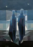 Dark Silhouettes, The Moon by Jehangir Sabavala, Oil on canvas, sold Jun 2008