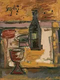 Still Life by F. N. Souza, Oil on paper pasted on board, sold Jun 2008