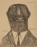 Louis Armstrong by F. N. Souza, Ink on paper, sold Jun 2008