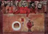 Last Supper by Badri Narayan, Mixed media on paper, sold Jun 2008