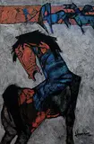 Untitled by M. F. Husain, Acrylic on canvas, sold Jun 2008