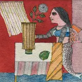 Still-life with Winged Mermaid by Badri Narayan, Watercolour and ink on paper, sold Jun 2008