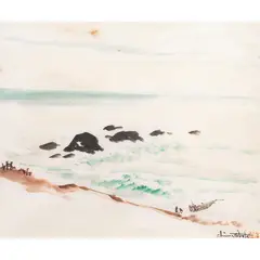 Untitled (Coastal View with Boat) by Chiura Obata, watercolor, sold Jun 2026