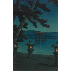 Moonlit Night in Miyajima by Kawase Hasui, woodcut, sold Jun 2026