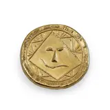 Tête géométrique by Pablo Picasso, 1956, Pendentif en or 23K, figurant une tête géométrique exécuté d'après un dessin original de Pablo Picasso., sold May 2023