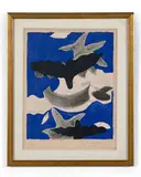 Oiseaux sur fond bleu by Georges Braque, circa 1960, Lithographie en couleurs, sold May 2023