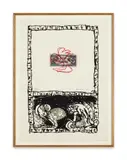 Serpent I by Pierre Alechinsky, 1977, Lithographie en couleurs avec l'ajout d'un médaillon gravé, à l'eau-forte, en rouge sur un ancien billet de Banque " Dol, sold May 2023