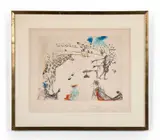 La Girafe en feu by Salvador Dalí, 1966, Héliogravure reprise à la pointe-sèche et colorée au pochoir, sold May 2023