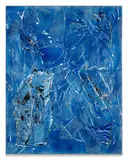 Blue moon or something at footsies by Joe Reihsen, 2014, Natural and synthetic polymers on panel and aluminium frame; signed and dated on the reverse, sold Jun 2023