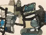 Composition by Maurice Estève, 1963, Technique mixte sur papier, sold Jun 2023