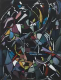 Sans titre by André Lanskoy, circa 1963, Gouache et crayon sur papier noir, sold Jun 2023