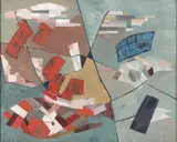 Arien (opus 444) by Jean-Jacques Deyrolle, 1955, Tempera sur toile, sold Jun 2023