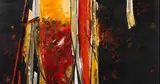 Traversée by Sujata Bajaj, 2009, Acrylique, feuille d'or et collage sur toile, offered Jun 2023