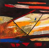 Fragments by Sujata Bajaj, 2013, Acrylique, feuille d'or et collage sur toile, offered Jun 2023