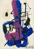 Sans titre by Jean Degottex, 1951, Huile sur toile, papier collé au dos, sold Jun 2023