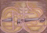Composition au violon horizontal by Serge Charchoune, 1945, Huile sur toile contrecollée sur panneau d'Isorel, sold Jun 2023