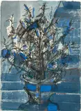 Le vase bleu by Maria Helena Vieira da Silva, circa 1976, Tempera sur papier de Chine, sold Jun 2023