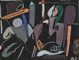 Objet sur fond noir by André Lanskoy, Gouache sur papier, sold Jun 2023