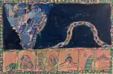 Montagne russe - New-York-Bougival by Pierre Alechinsky, 1979-82, Acrylique sur papier marouflé sur toile, sold Jun 2023