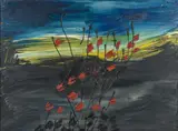 Fleurs sur fond paysagé by Thanos Tsingos, 1960, Huile sur toile, sold Jun 2023