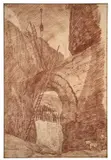 Grange à foin dans les ruines du palais des Empereurs à Rome by Hubert Robert, Sanguine, sold Mar 2023