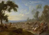 Choc de cavalerie by Adam Frans van der Meulen, Huile sur cuivre, sold Mar 2023
