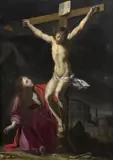 Sainte Madeleine au pied de la croix du Christ by Jacques Stella, Huile sur cuivre, sold Mar 2023
