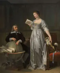 Une jeune femme venant de recevoir une lettre de son époux by Marguerite Gérard, Huile sur toile, sold Mar 2023