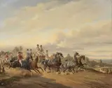 Le départ pour la chasse by Bernard-Édouard Swebach, Huile sur toile (Toile d'origine), sold Mar 2023