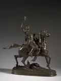 Fauconnier arabe à cheval by Pierre-Jules Mêne, Bronze à patine brun clair, sold Mar 2023