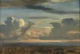 Etude de ciel au couchant by Louis-Nicolas Cabat, Huile sur papier marouflé sur toile, sold Mar 2023