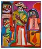 A place beyond the sunset by Milo Matthieu, 2021, Huile et pastel gras sur toile, sold Dec 2023