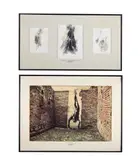 Intervention Pasolini, Italie by Ernest Pignon-Ernest, 1987, Trois dessins à l'encre et au lavis d'encre sur papier dans un même encadrement :, sold Dec 2023
