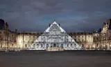 JR at the Louvre, La Pyramide by JR, 2016, Tirage photographique en couleur contrecollé sur aluminium, dibond, sold Dec 2023