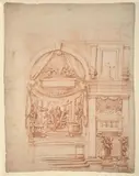 Projet de Theatrum sacrum avec les Vertus théologales by dit il Volterrano Baldassarre Franceschini, Sanguine, sold Sep 2023