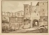 Entrée d'une villa by François Marius Granet, Plume et encre brune, lavis brun, sold Sep 2023