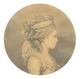 Portrait de jeune fille de profil by Jean Guillaume Moitte, Crayon noir, estompe, de forme ronde, sold Sep 2023
