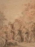 La remise des clés à saint Pierre by Charles de La Fosse, Trois crayons, sold Nov 2023